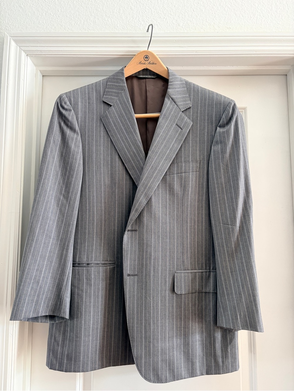 Saks Fifth Avenue Canali Super 120s Gray Pinstriped Suit Jacket